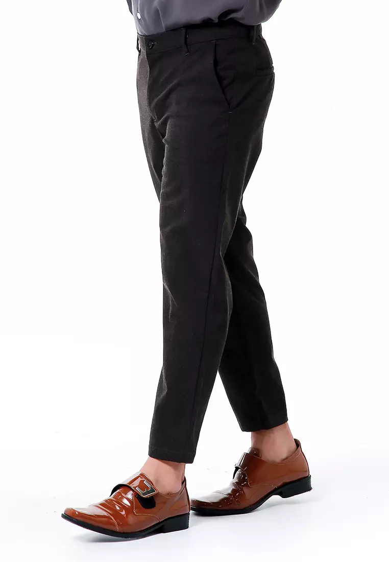 Nemanja Celana Panjang Tartan Pria Long Pants Slim Fit Material Cotton ORIGINAL - Dark Gray Black