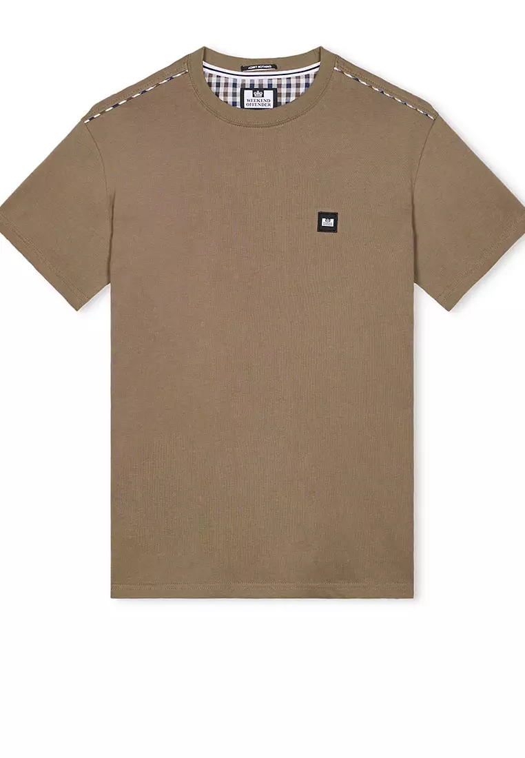 MENS TOBACCO MANUEL TEE WITH MID HOUSE CHECK PIPING