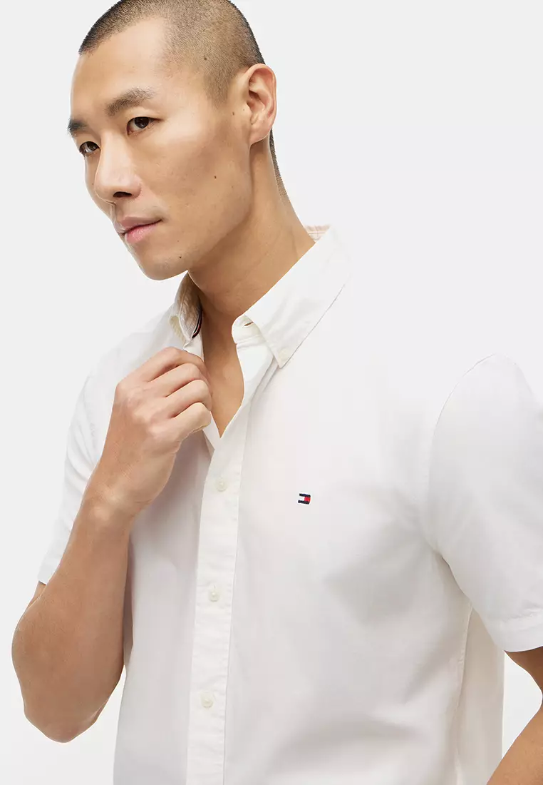 Regular Fit Washed Poplin Short Sleeves Shirt - Th Mainline