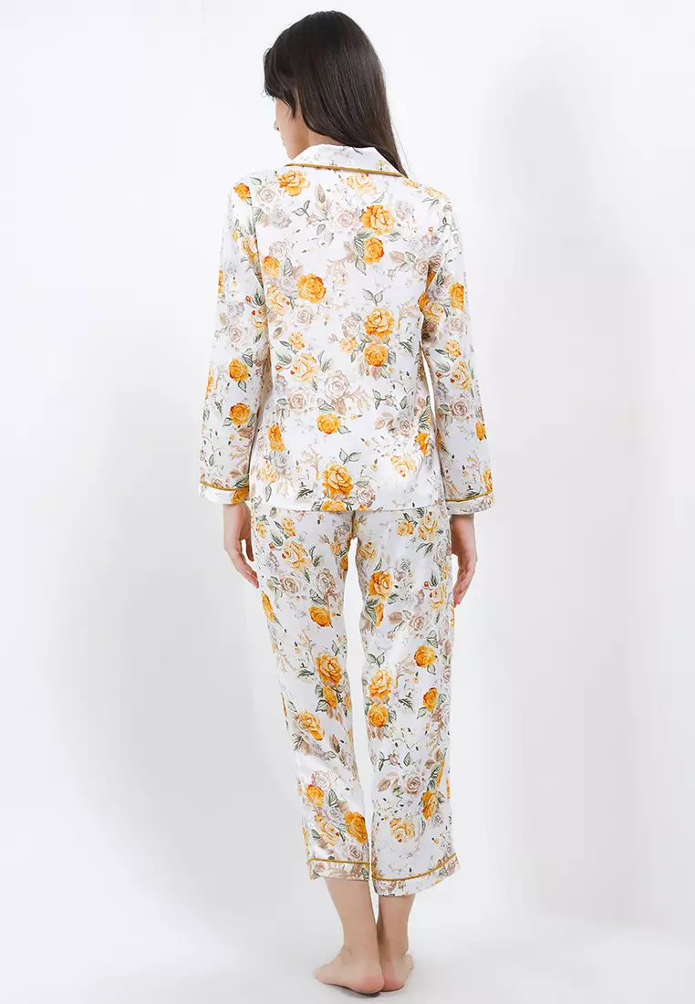 Piyama Pijama Baju Tidur Satin Silk Long Sleeve Long Pants Sleepwear