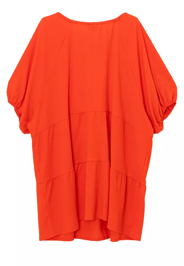 Curve Short Sleeve Tiered Smock Mini Dress