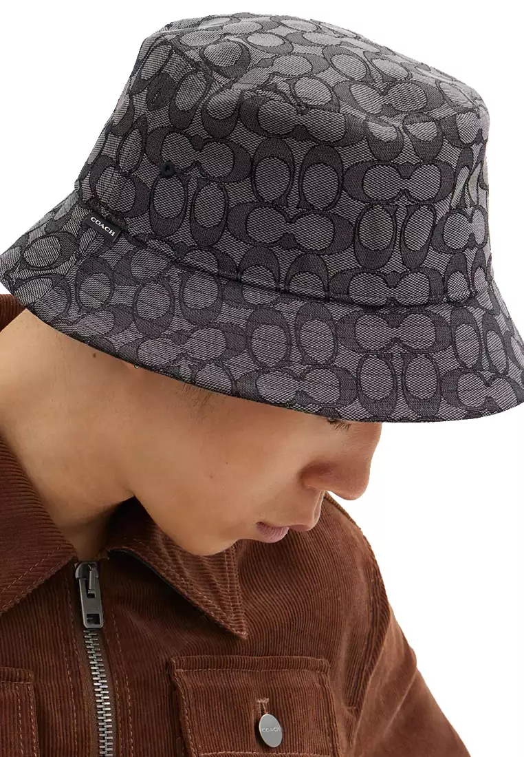Buy Coach Coach Signature Jacquard Bucket Hat In Charcoal CH401
