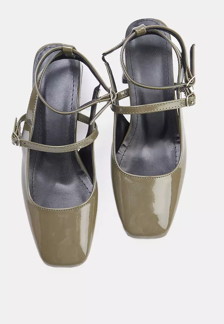 Mary Jane Ankle Strap Square Toe Heeled Shoes