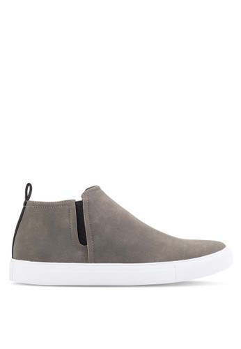 Faux Matte Leather Slip On High Top Sneakers