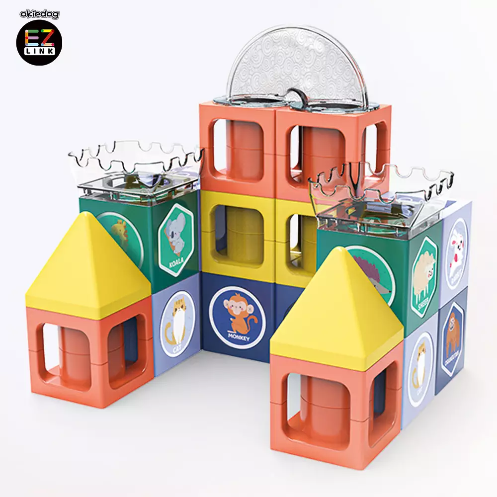 Okiedog EZLINK Magnetic Square Run - Mainan Magnet Edukasi anak (STEM) - 38pcs