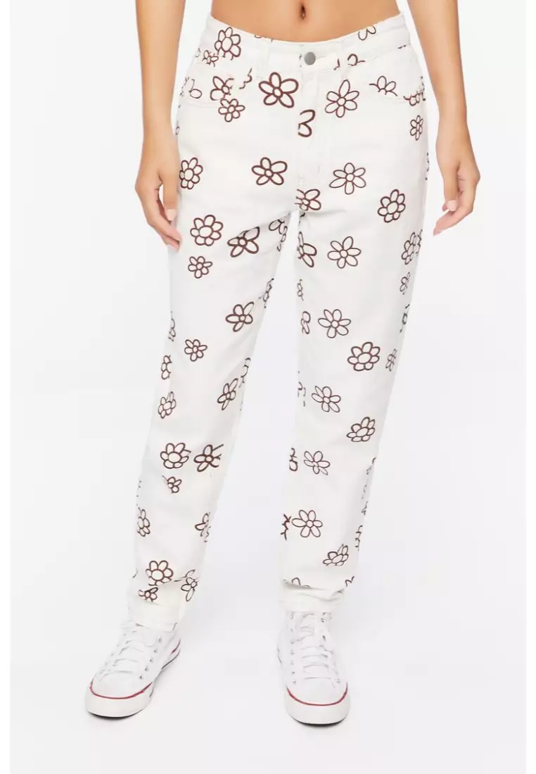 Buy FOREVER 21 Floral Print Wide Leg Jeans 2024 Online ZALORA