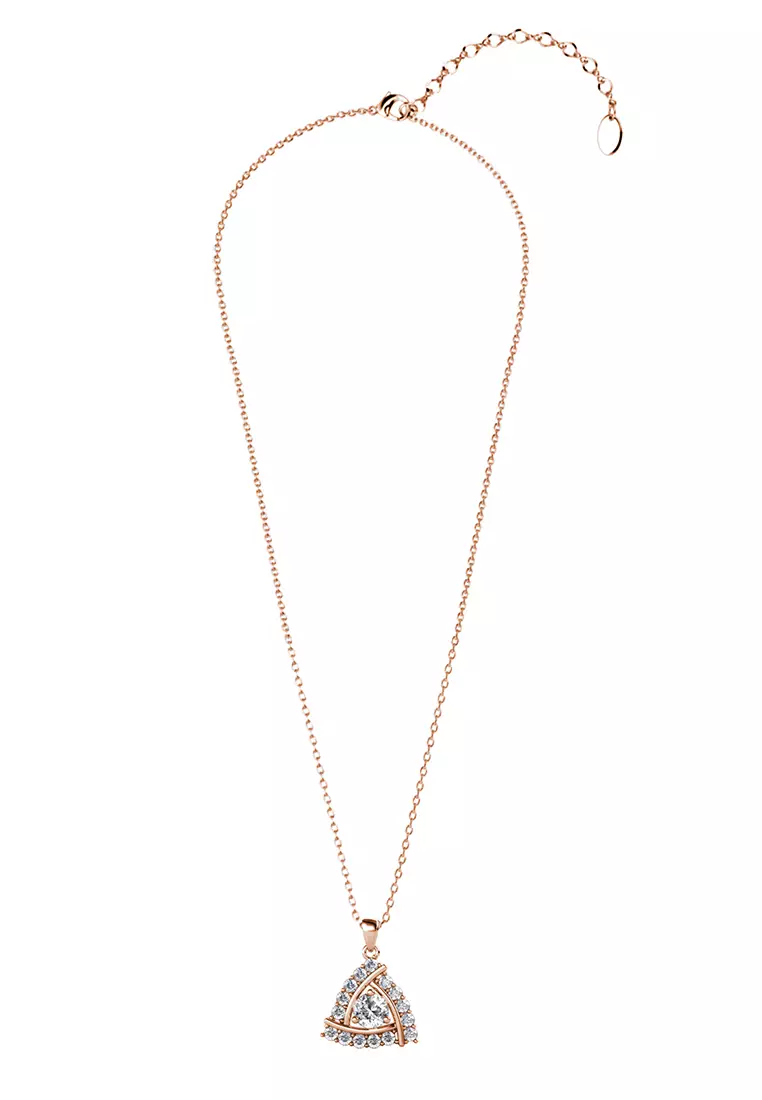 Tri Crystal Pendant RG - Kalung Crystal Swarovski by Her Jewellery