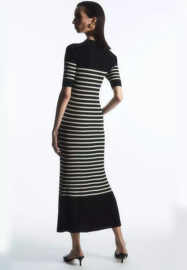 Striped knit midi dress top