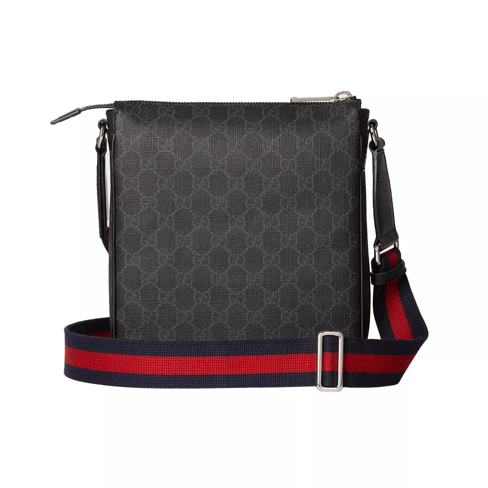 GG Supreme Canvas Coated Microfiber Messenger Bag Black