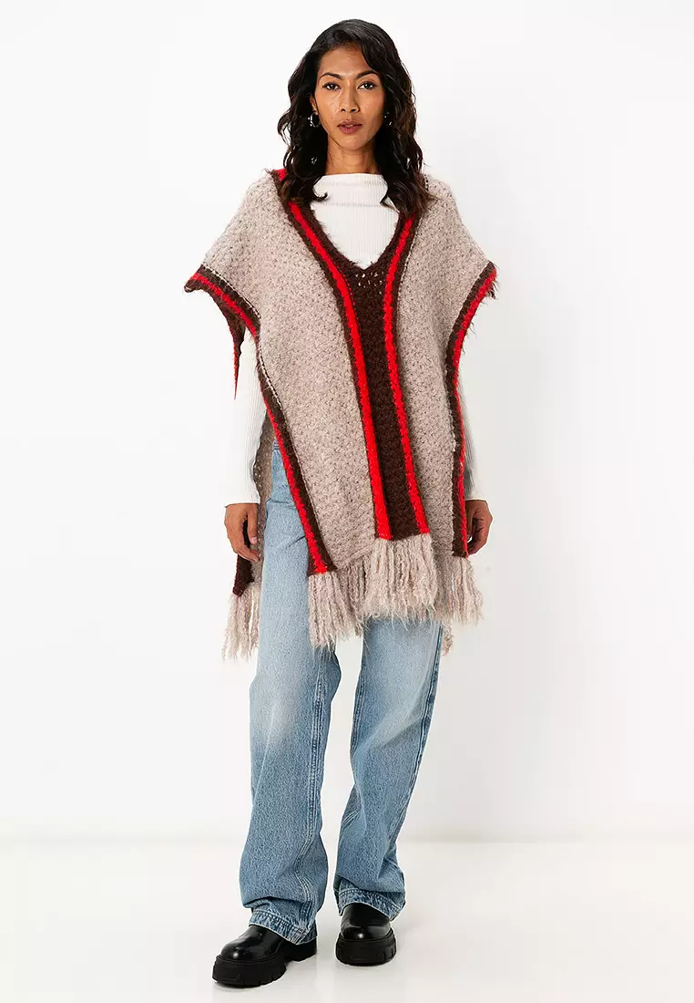 Plunge Fringe Poncho