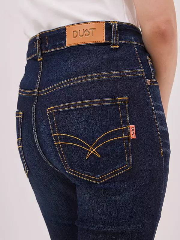 DUST Celana High Rise ⅞ Skinny Jeans Mentari Medium Dark Blue Comfease (D.3371-HR)