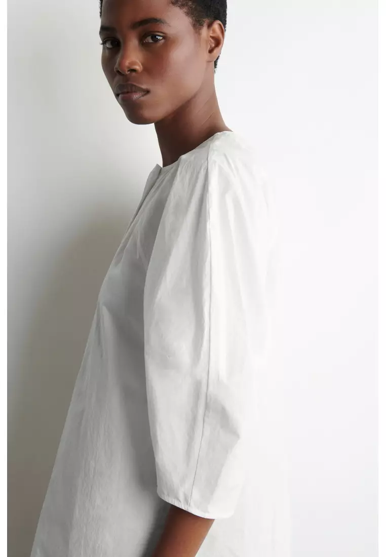 SCULPTURAL PIMA COTTON-POPLIN BLOUSE