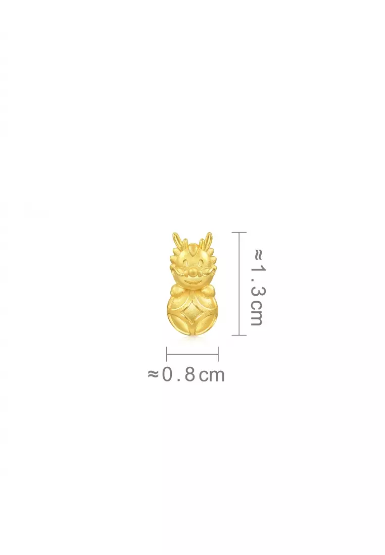 999.9 24K Solid Gold Single Dragon Stud Earrings for Women 94374E