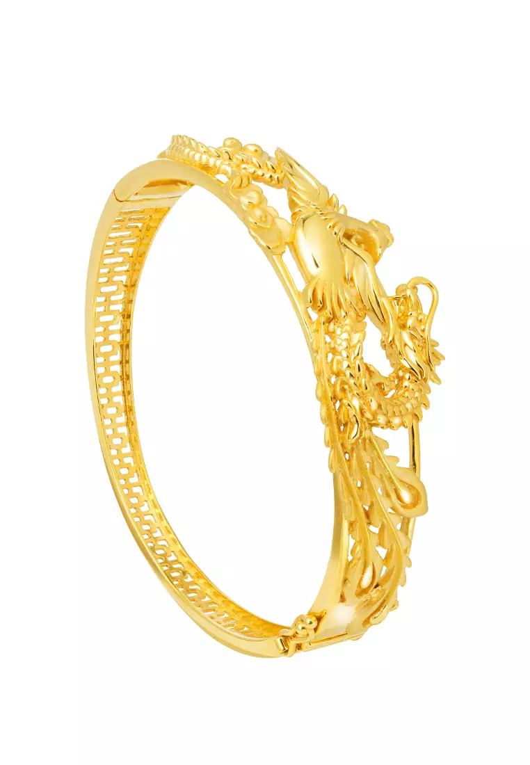 TOMEI Dragon & Phoenix Bangle, Yellow Gold 916
