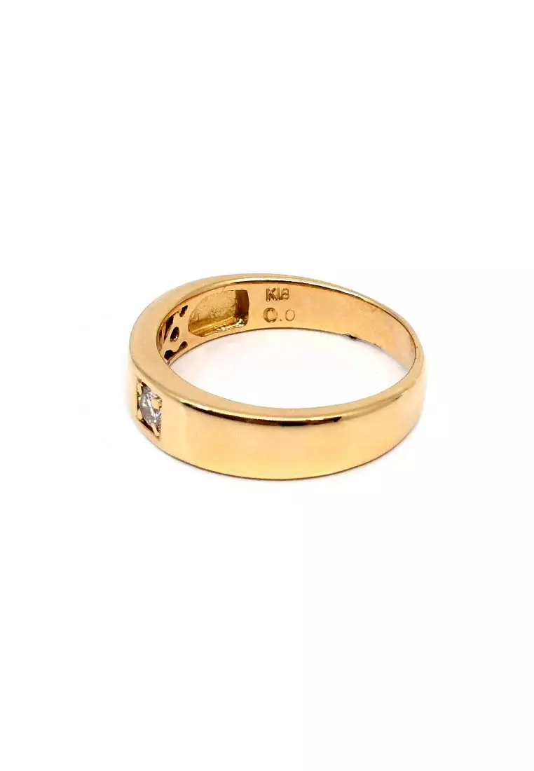 18K Japan Made Yellow Gold Lady Ring with Diamonds