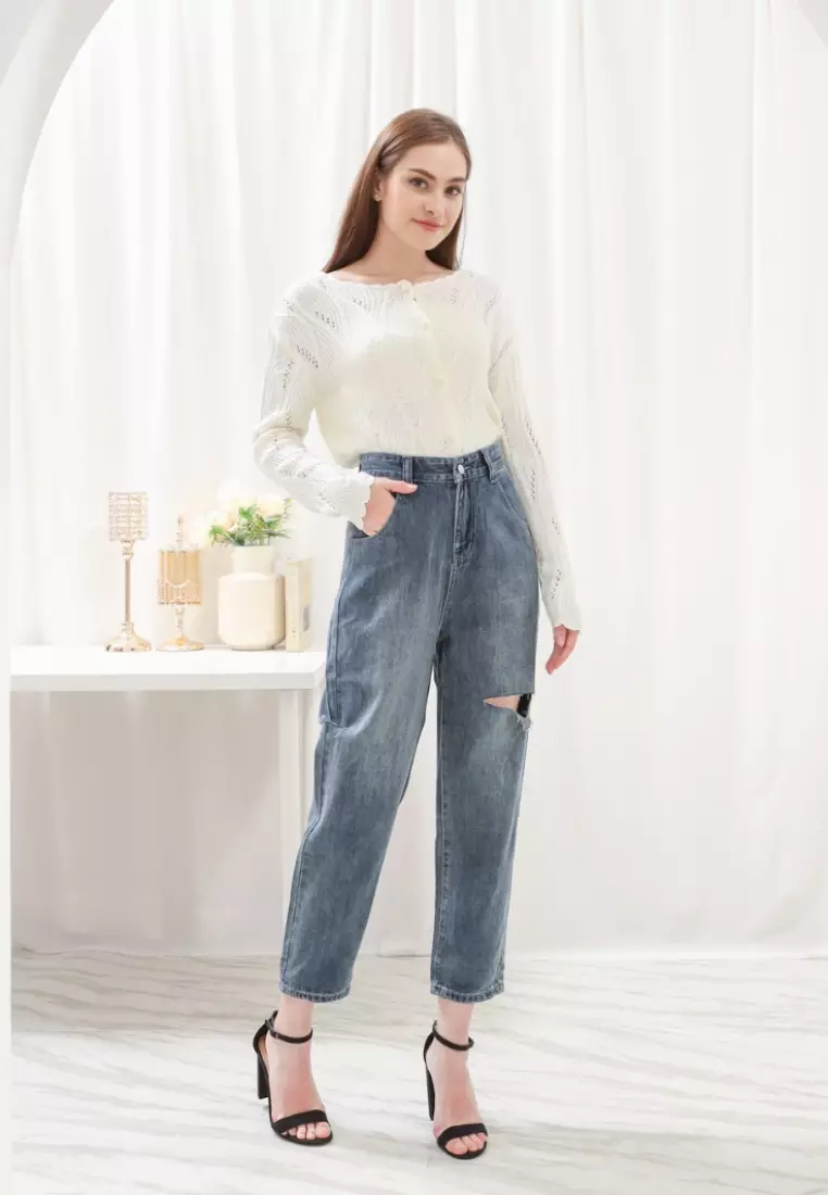 Seanna Ripped Jeans in Navy