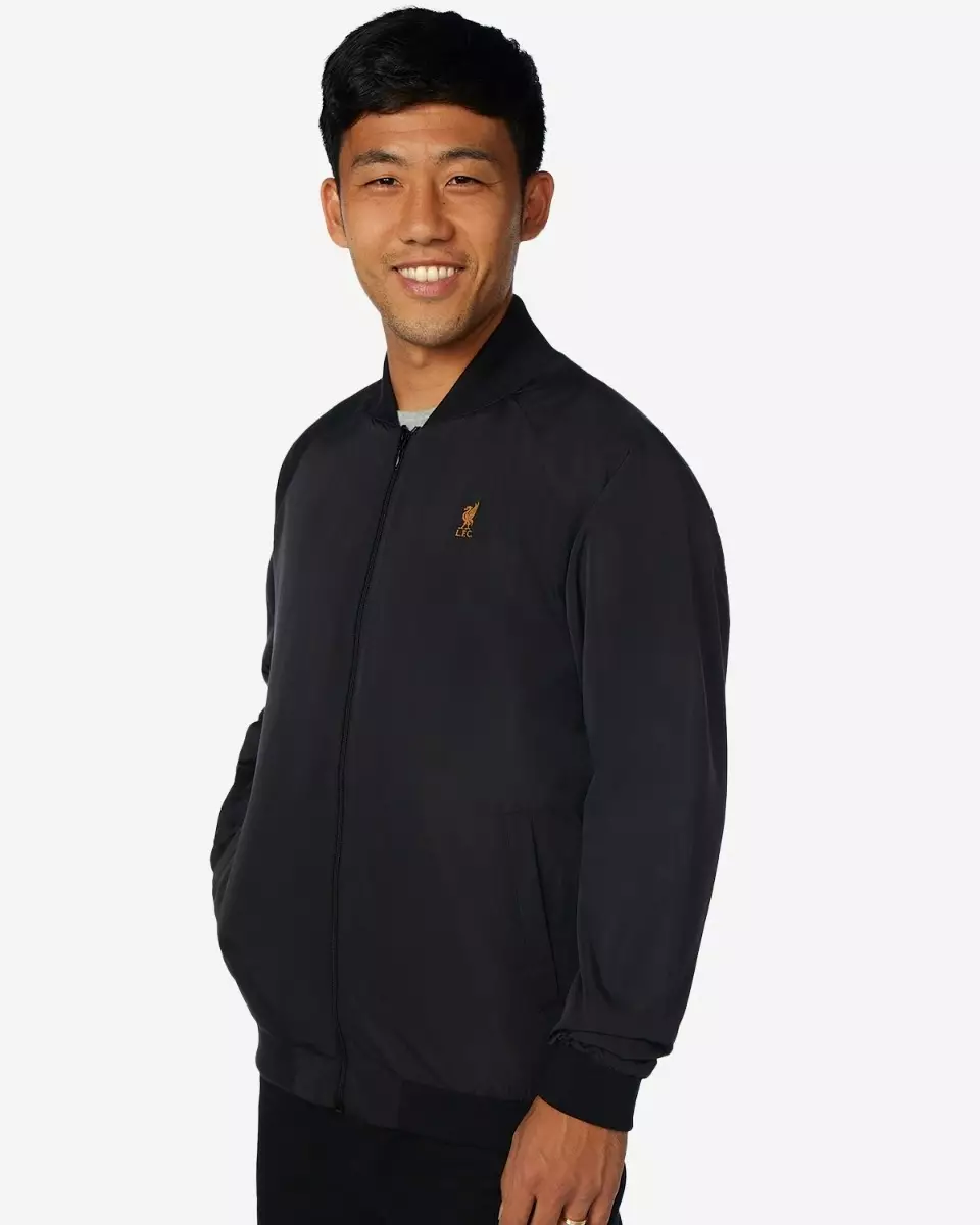 Liverpool FC Mens Bomber Jacket Black Men - Official LFC Jaket Original Pria