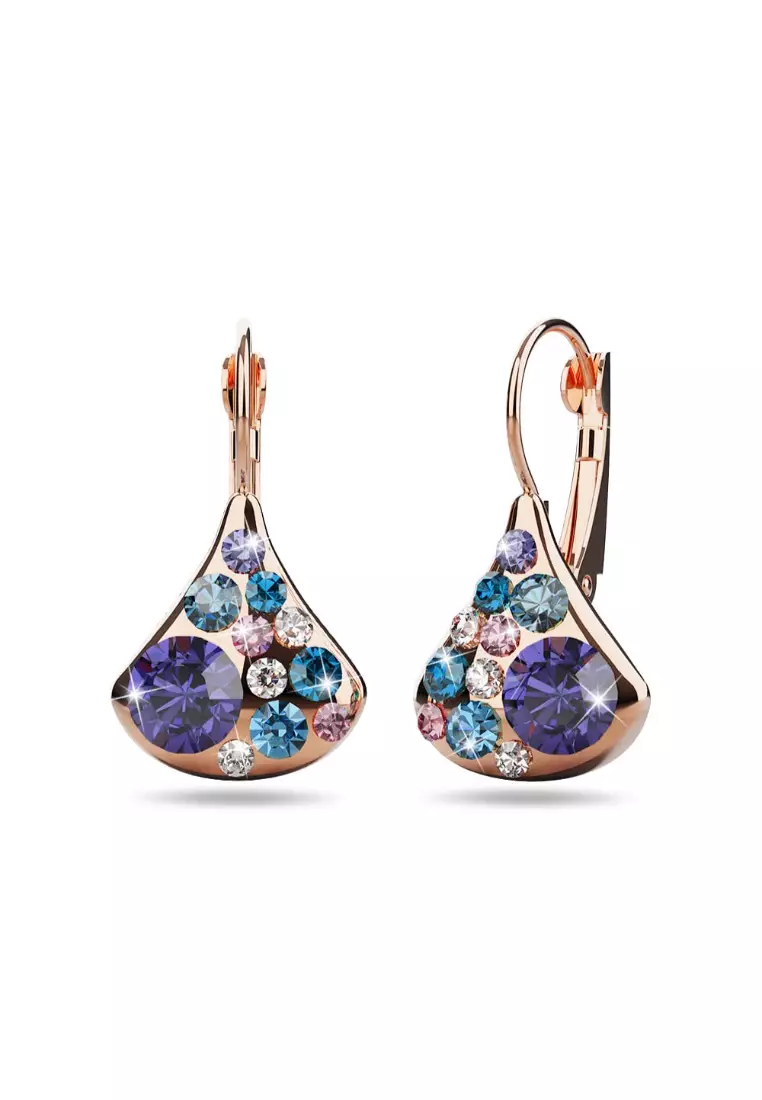 Gold leverback clearance earrings