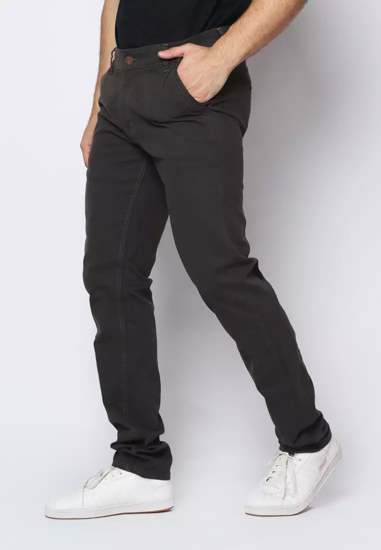 2nd RED Celana Panjang Pria Katun Chinos Slim Fit Cheers Mate Abu Tua 112502