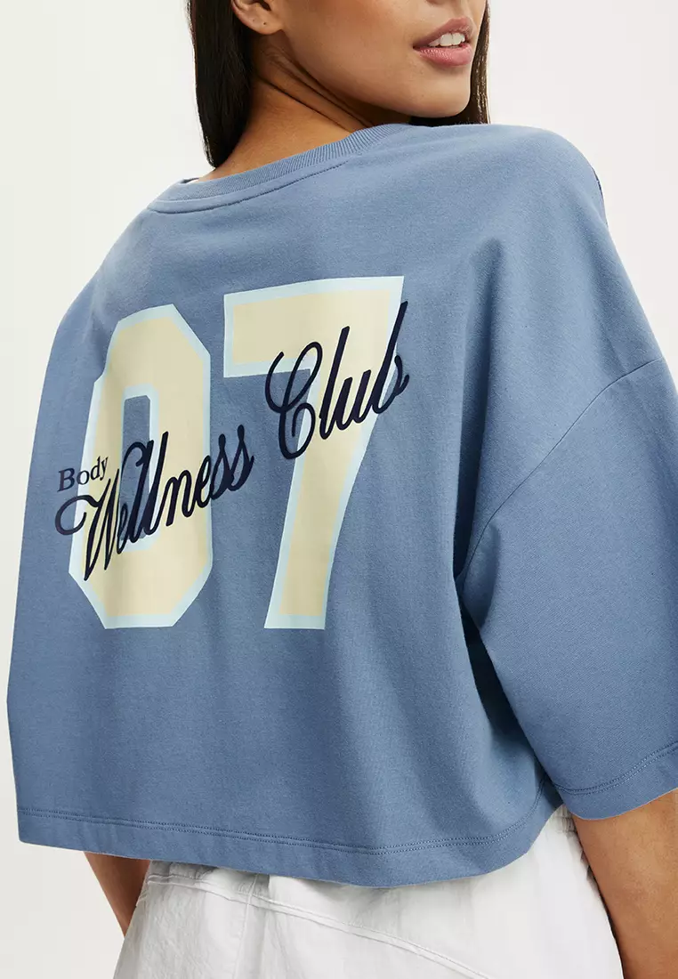 運動網面短版印花上衣