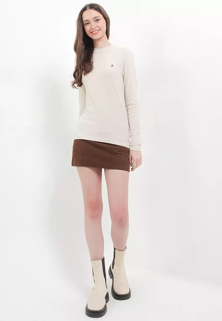 Brunella Mock Neck Ribbed Top