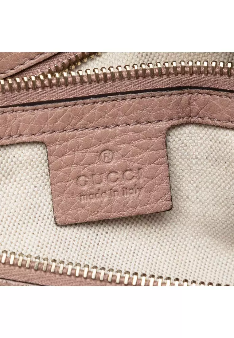 Pre-Loved Gucci Medium Calfskin Bamboo Shopper Boston Bag