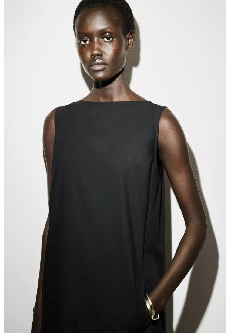 DROPPED-HEM COTTON MIDI DRESS