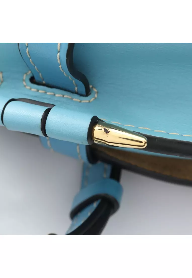 Pre-Loved LOEWE GATE BAG gate bag Small Shoulder bag leather Light blue black