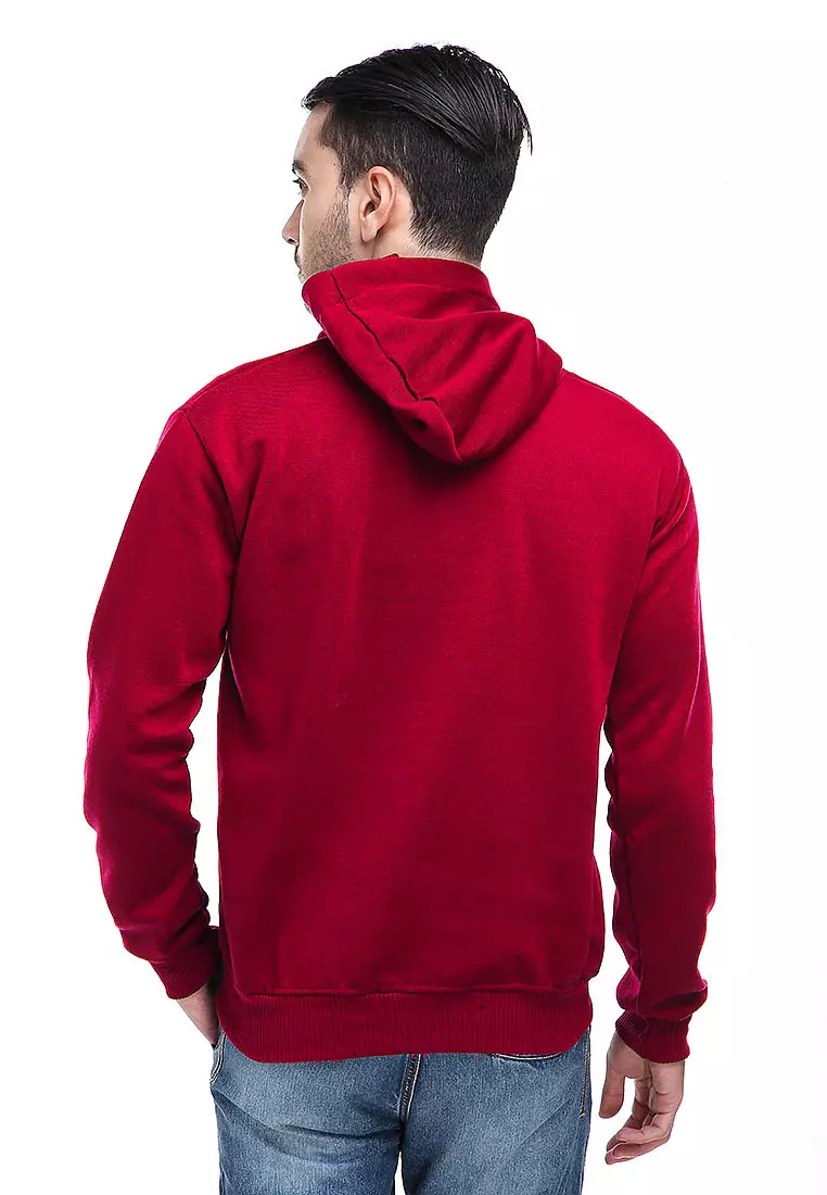 Clover Jaket Hoodie Sweater Pria Chess Centre Casual Jacket Material Fleece ORIGINAL - Maroon