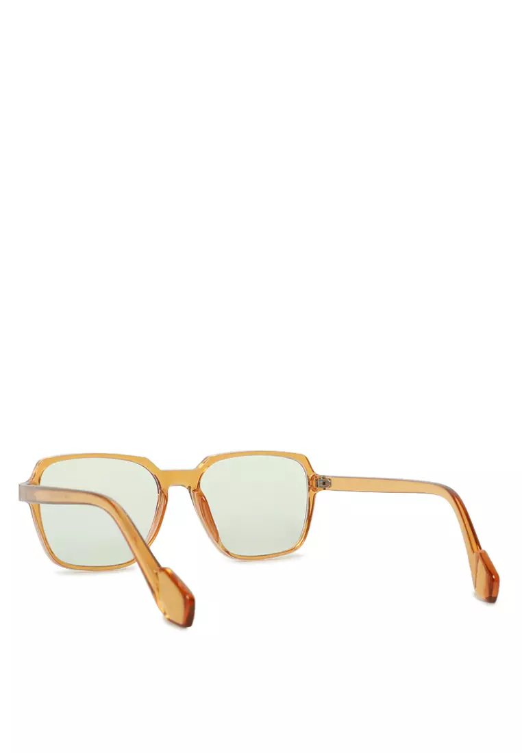 Kacamata Hitam Persegi Transparan Santai Berwarna Kuning