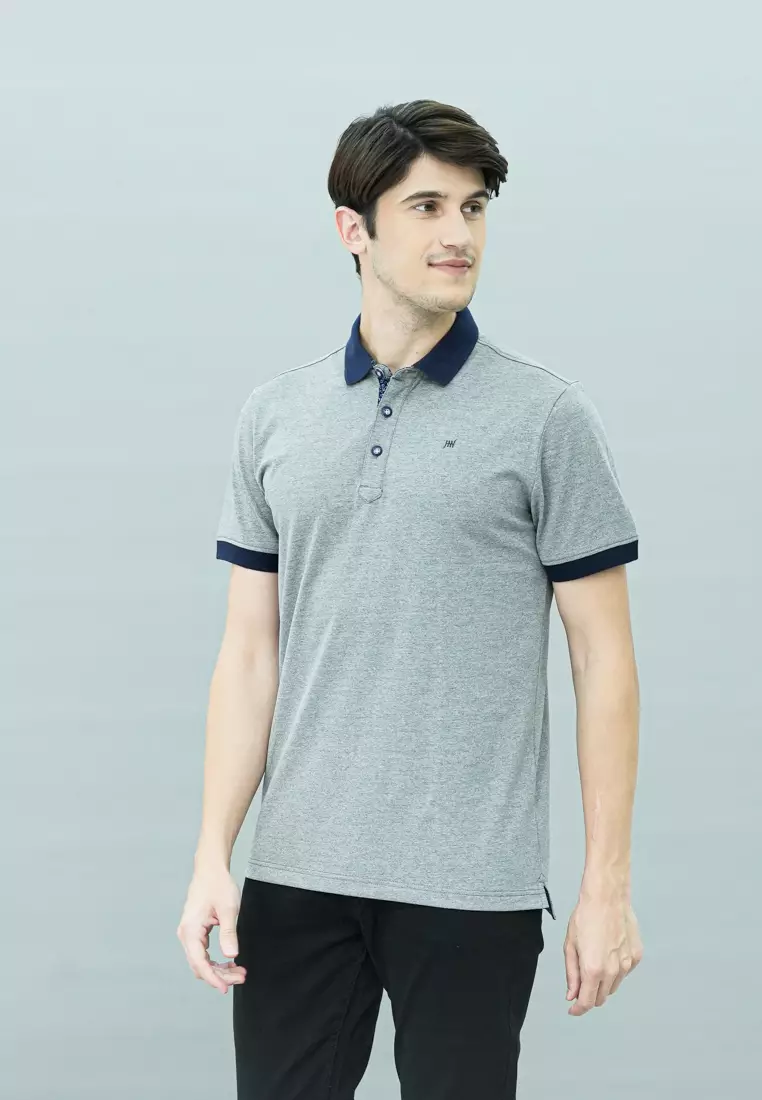 Johnwin - Kaos Polo - Kaos Pria - Kaos Lengan Pendek - Abu - Polos - AWS.625.M282E.01.C-S/S