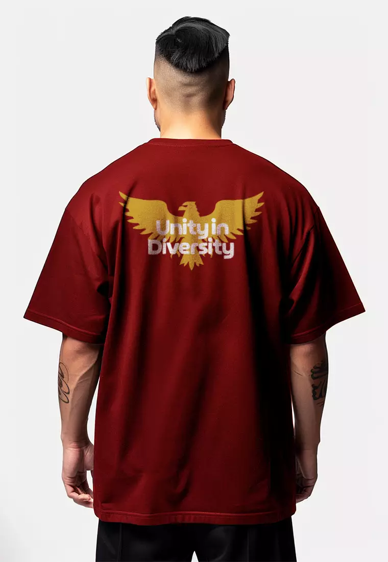 MTW86 Kaos Oversize Merah 17 Agustus Maroon Garuda "unity in diversity"