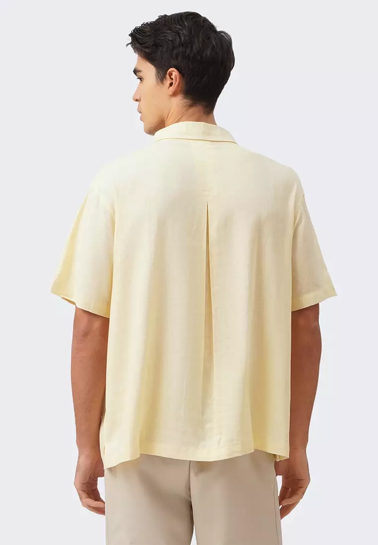 Men's Relaxed Linen Shirt with Back Pleat