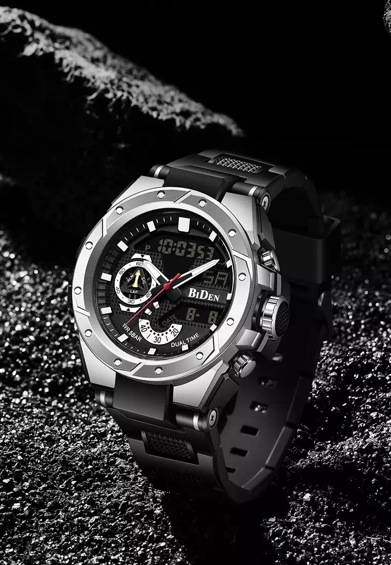 Jam Tangan Pria Anti Air Original Olahraga Digital&Analog Pria Multifungsi Tali Silikon Bercahaya Jam Tangan Cowok