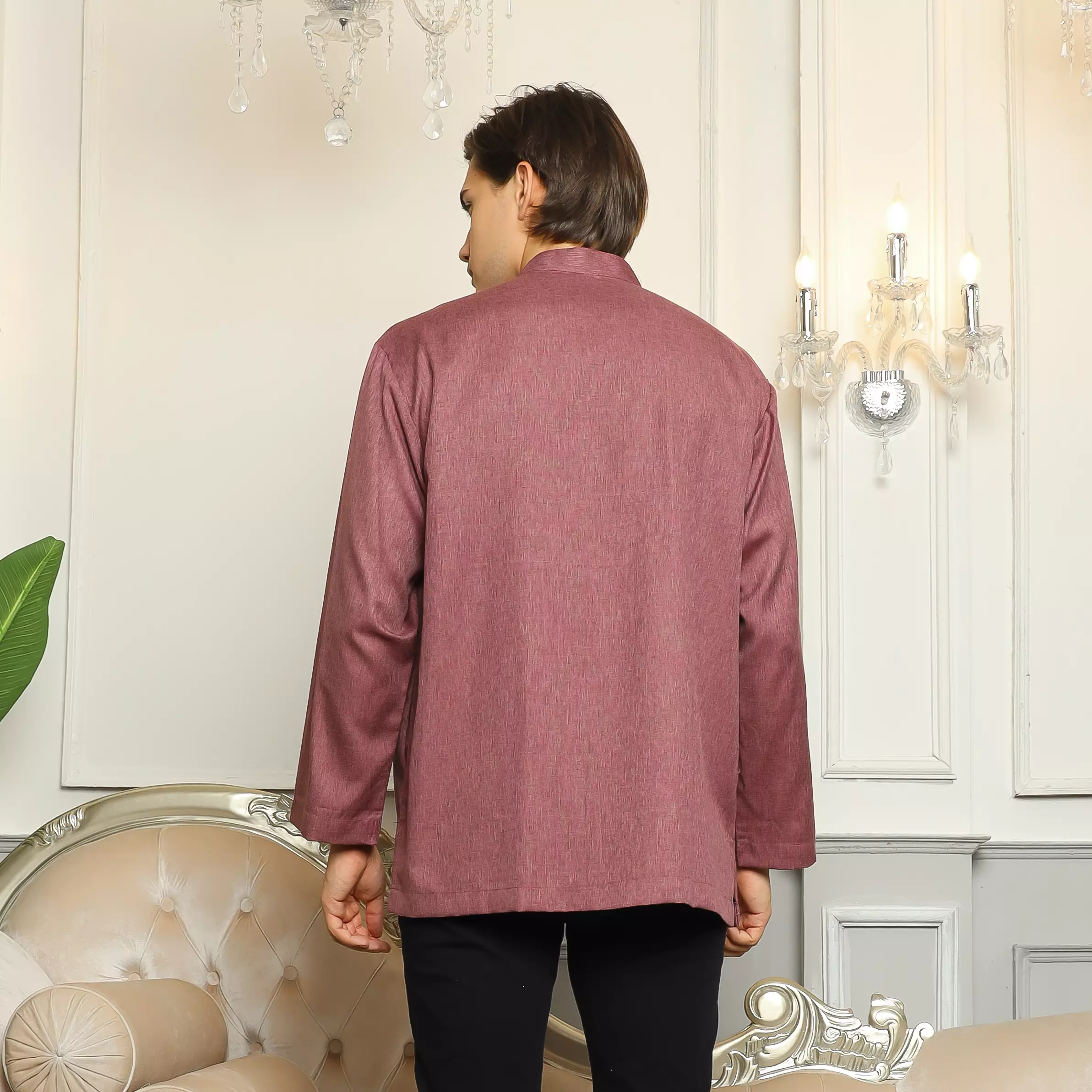 Baju Koko 41 Burgundy Lengan Panjang