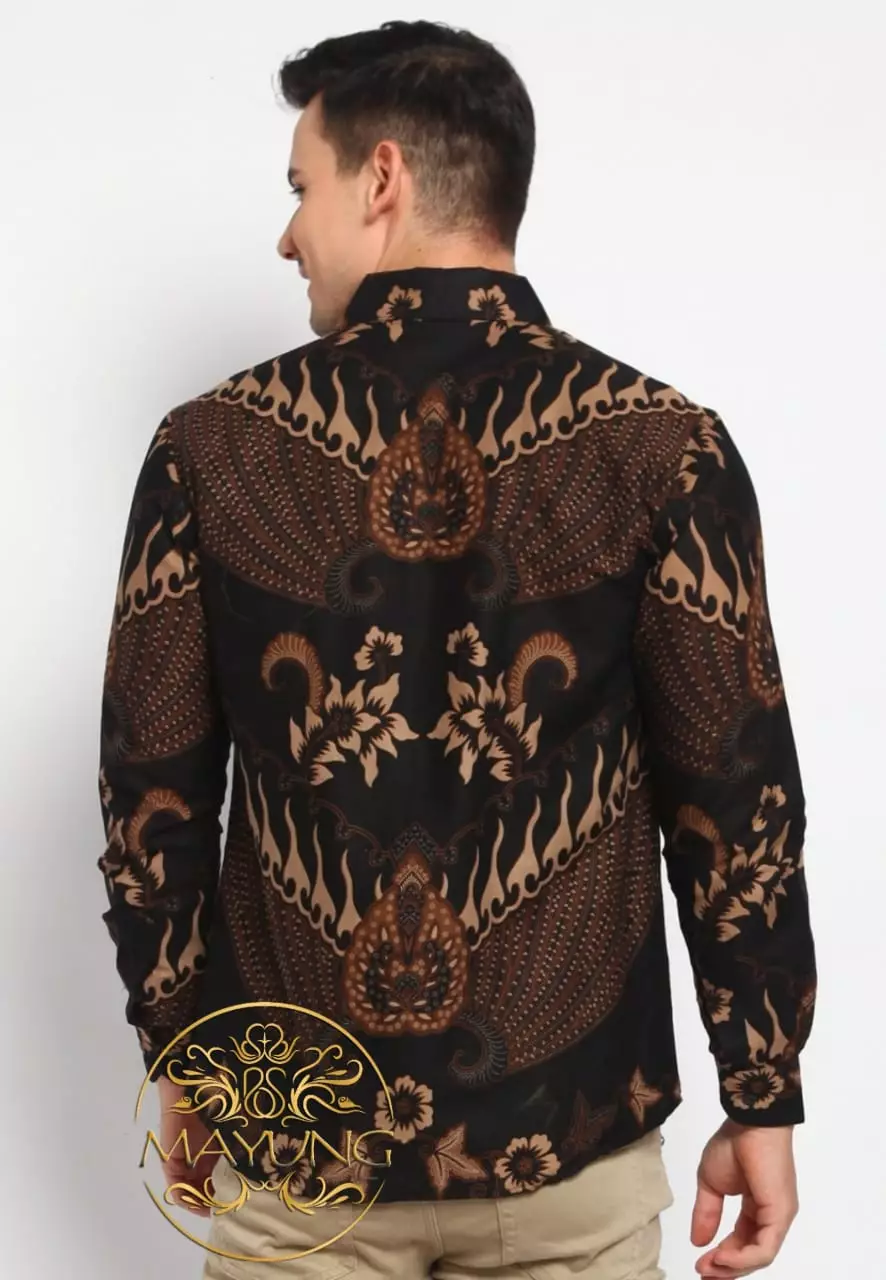 Black Bharah Kemeja Batik Pria Premium Slimfit Modern Lengan Panjang