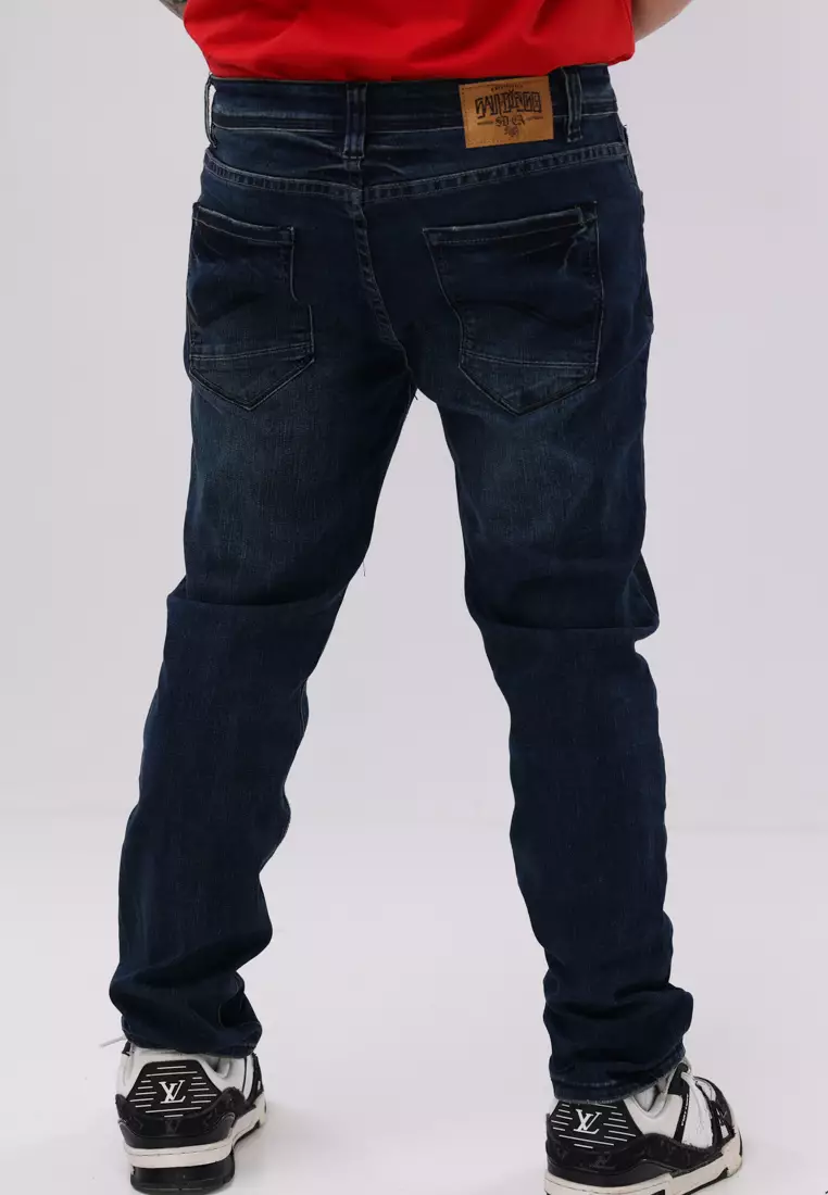 Denim Long Pants Slim Tapered Fit Stretch