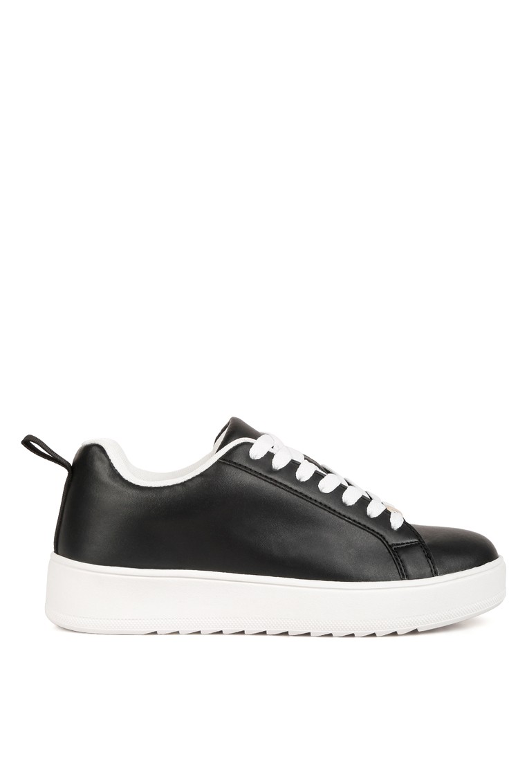 Black Faux Leather Sneakers