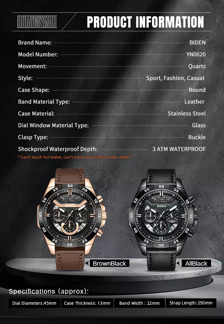 Jam Tangan Pria Original Multifungsi Analog & Digital Anti Air Tali Kulit Jam Tangan Cowok brownblack