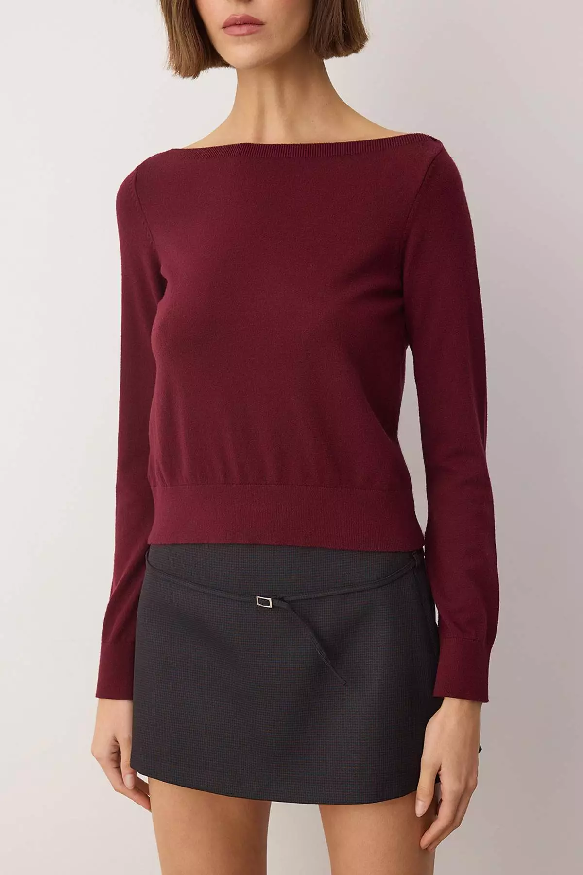 Special Collection Burgundy Premium Yarn/Special Yarn Trend Knitwear Sweater Twoaw26Kz00159