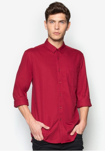 Twill Long Sleevesprit 香港e Casual Shirt, 服飾, 素色襯衫