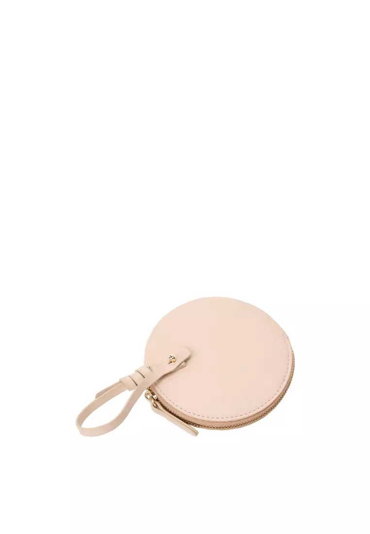 Strap Round Zip Card Case - Pastel Pink