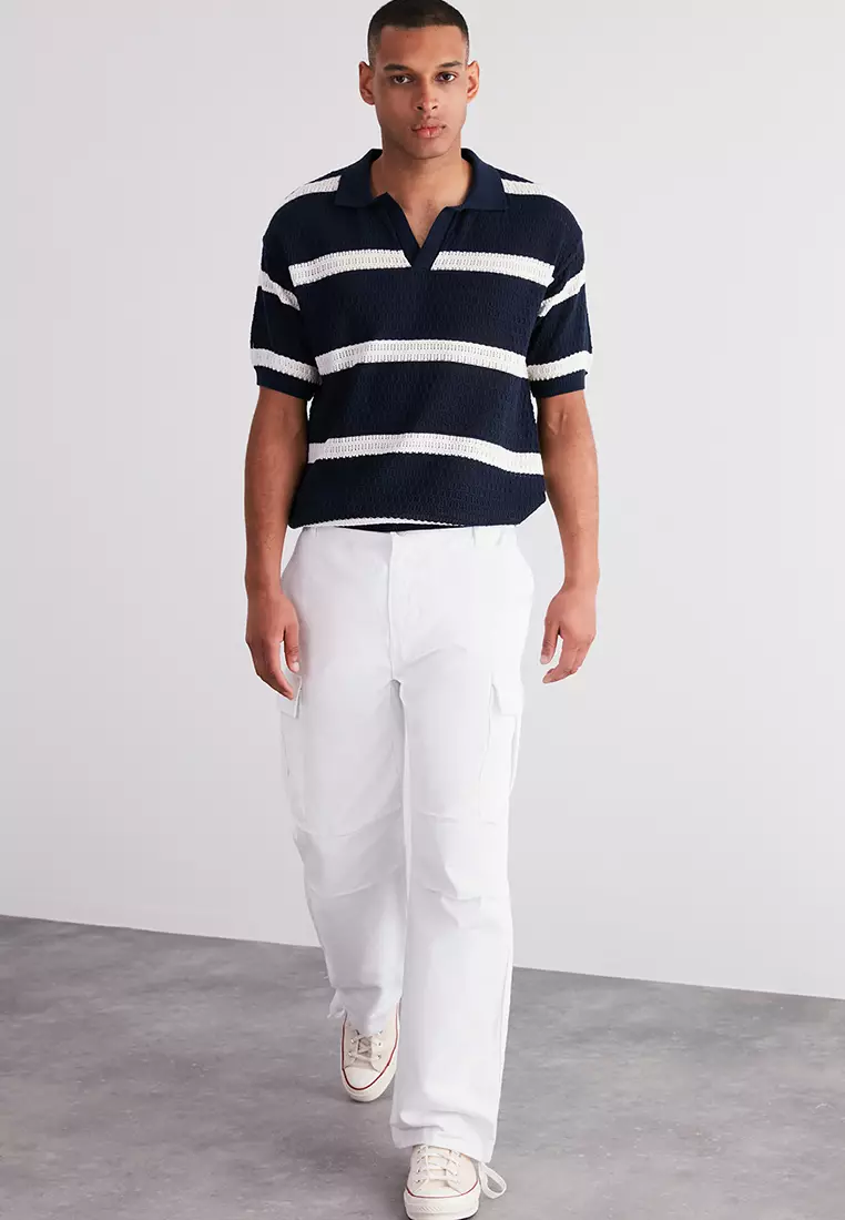 Loose Fit Cuffed Tie-Detail Cargo Pants