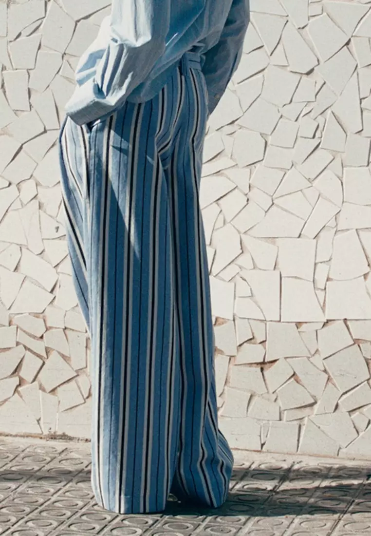 Wide Leg Striped Jeans