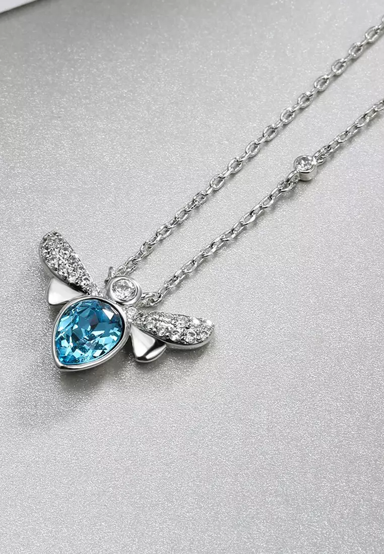 Bee Crystal Blue Necklace Embellished With SWAROVSKI® Crystals