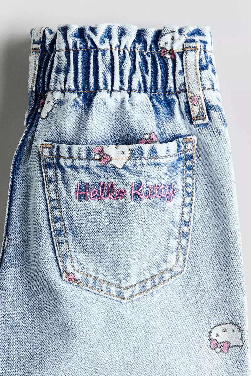 Motif-detail wide leg jeans