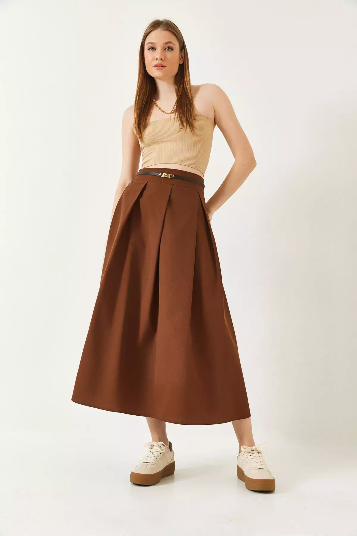 Women's Belted Flared Skirt 5000 60261278