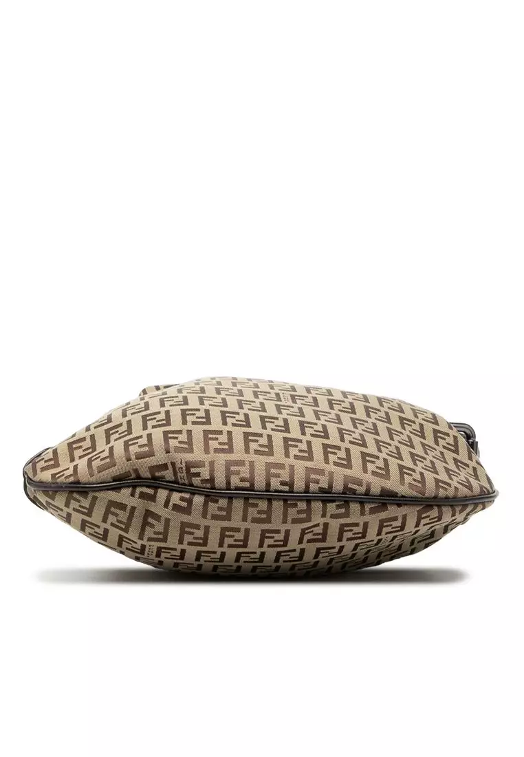 Pre-Loved Fendi Zucchino Canvas Oyster Shoulder Bag