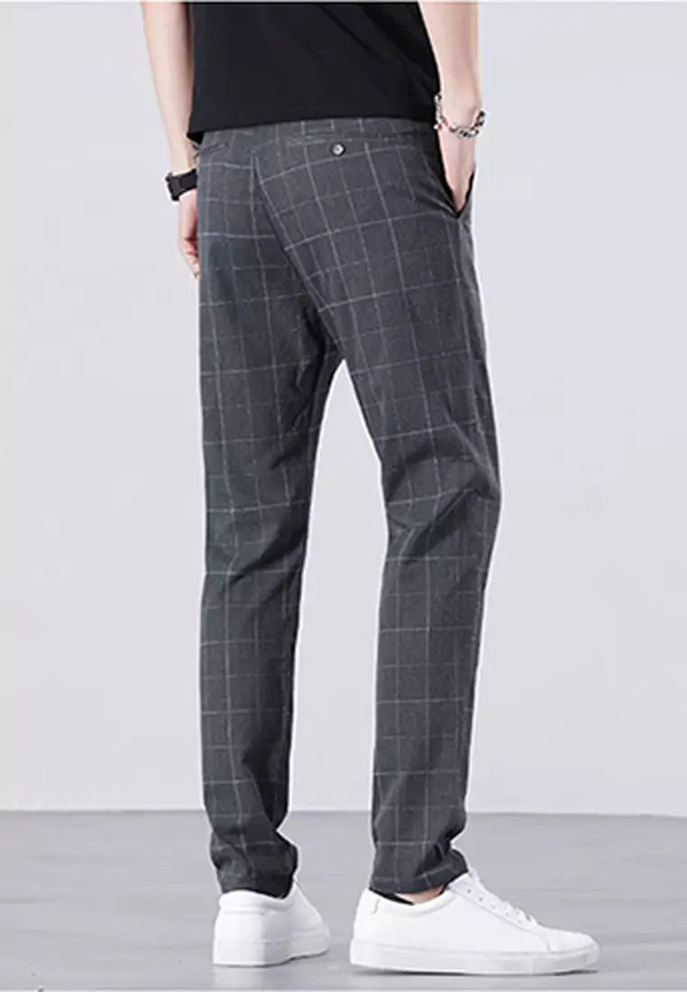 Checked Slim Fit Suit Pants