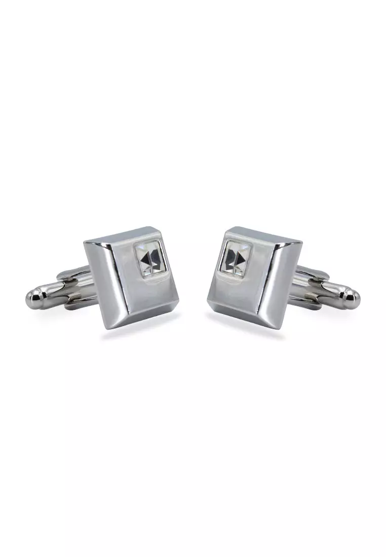 Palmira Chrome Diamonte Cufflink